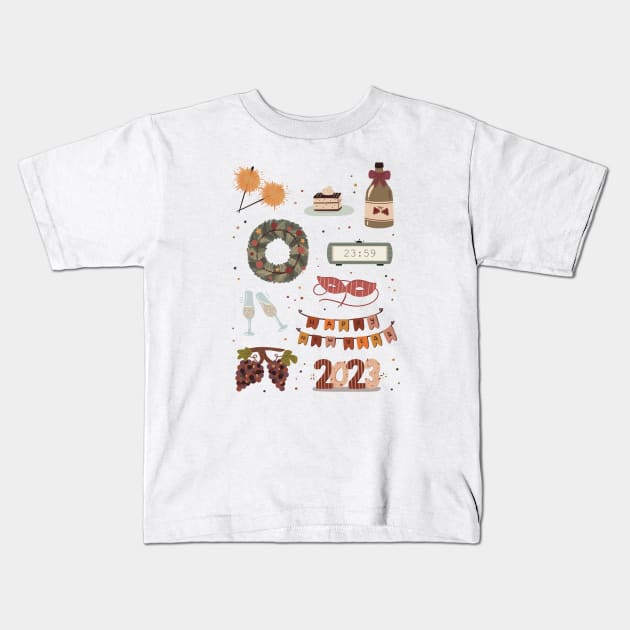 Happy new year Kids T-Shirt by Akikodraws